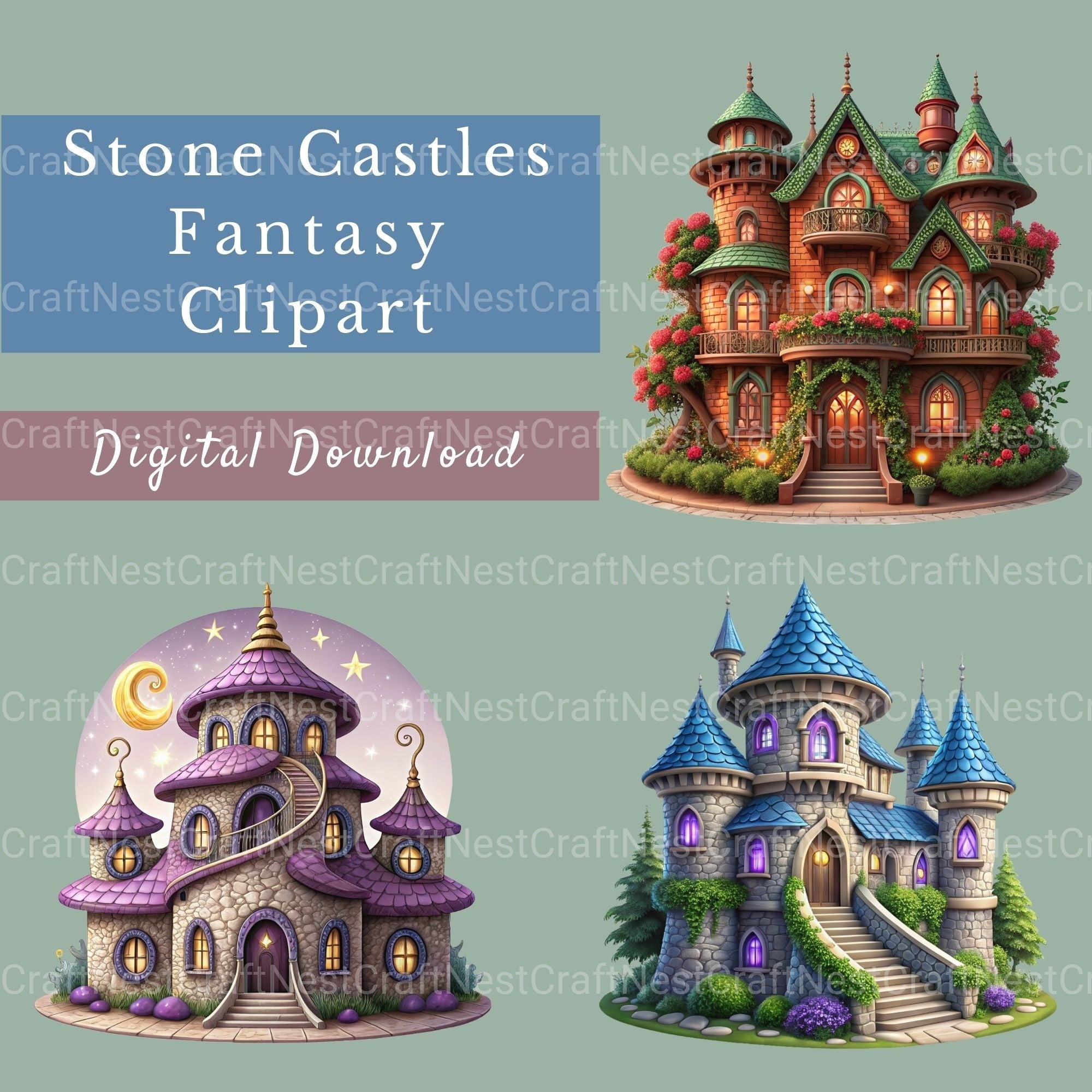 Castles Stone Clipart Bundle