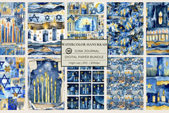 Watercolor Hanukkah Junk Journal Papers - CraftNest - Digital Crafting and Art