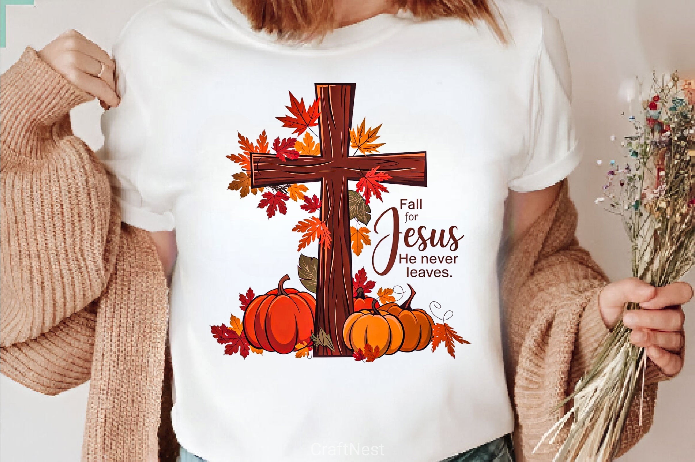 Faithful Fall Decor Cross With Pumpkins Clipart Bundle