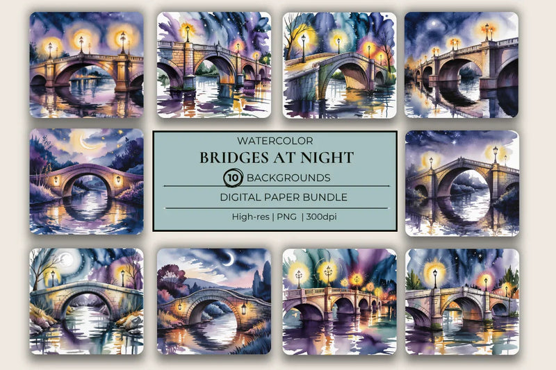 Bridges at Night Background Papers - CraftNest - Digital Crafting and Art