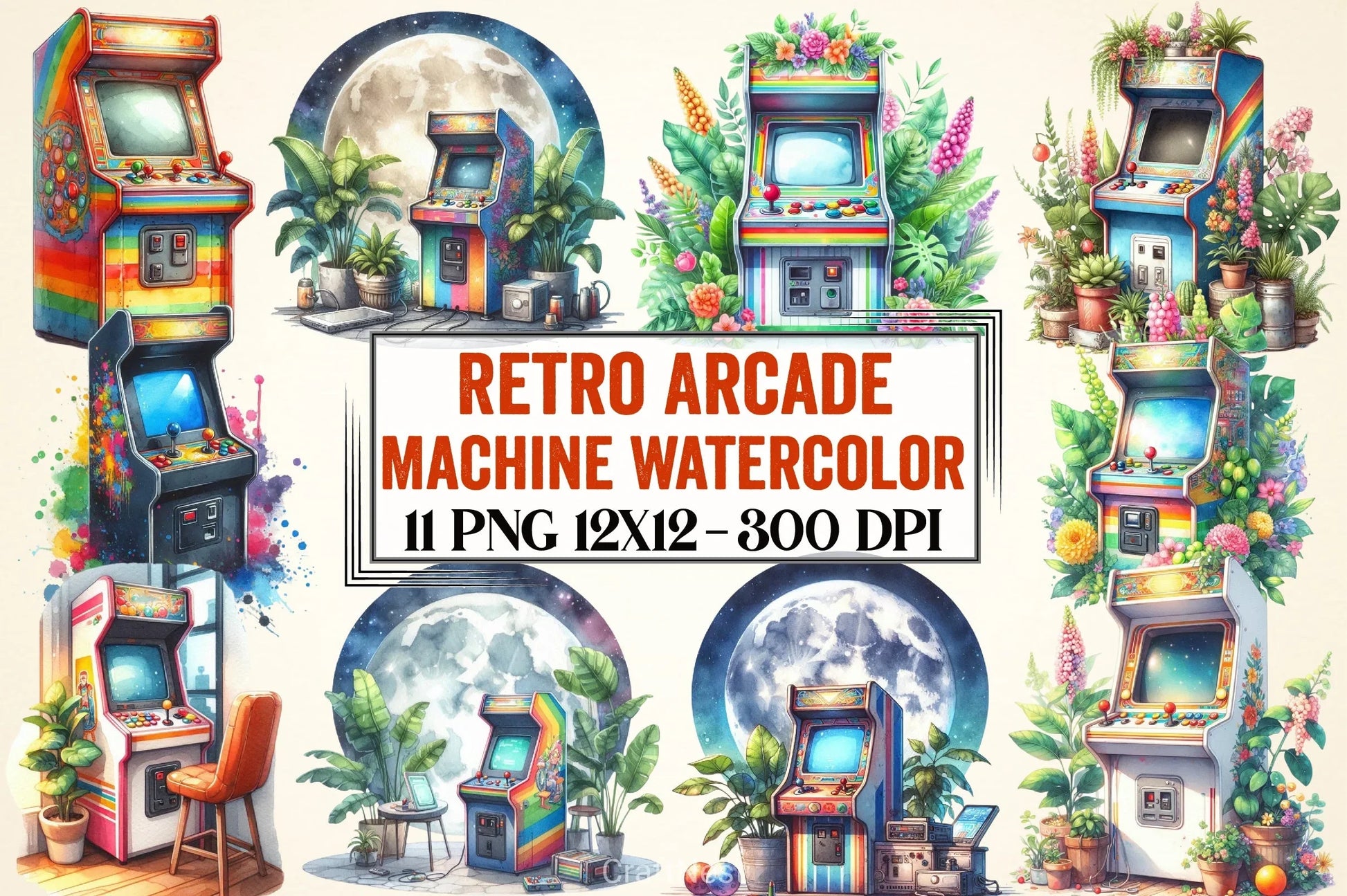 Retro Arcade Machine Clipart Bundle - CraftNest - Digital Crafting and Art