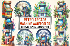 Retro Arcade Machine Clipart Bundle - CraftNest - Digital Crafting and Art