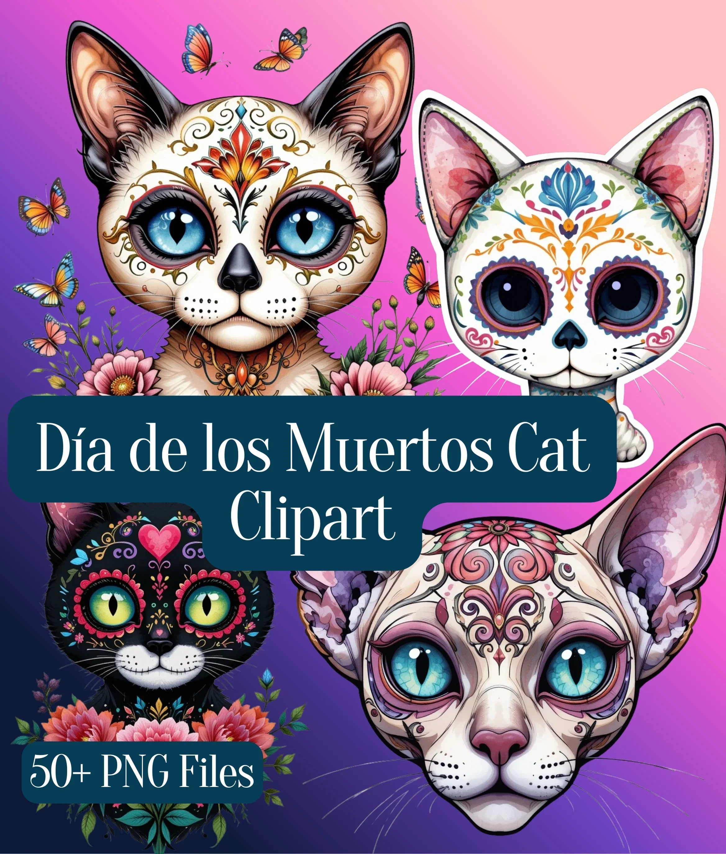 Dia de los Muertos Cats Clipart Bundle - CraftNest - Digital Crafting and Art