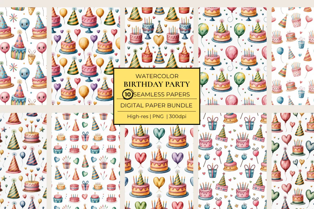 Birthday Party Seamless Papers - CraftNest - Digital Crafting and Art