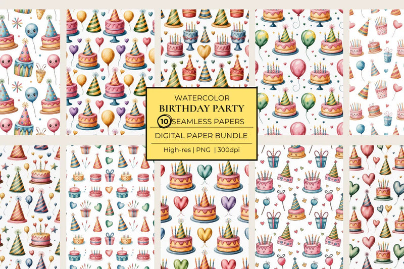 Birthday Party Seamless Papers - CraftNest - Digital Crafting and Art