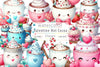 Cute Valentine Day Hot Cocoa Clipart Bundle