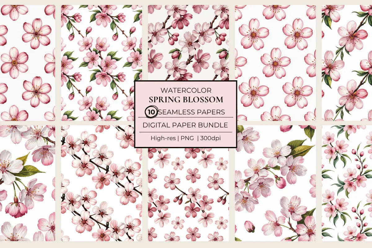 Spring Blossom Seamless Papers - CraftNest - Digital Crafting and Art