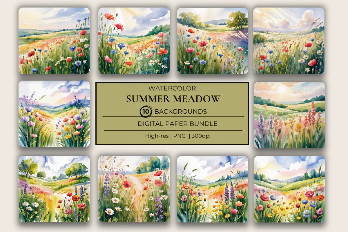 Summer Meadows Background Papers - CraftNest - Digital Crafting and Art