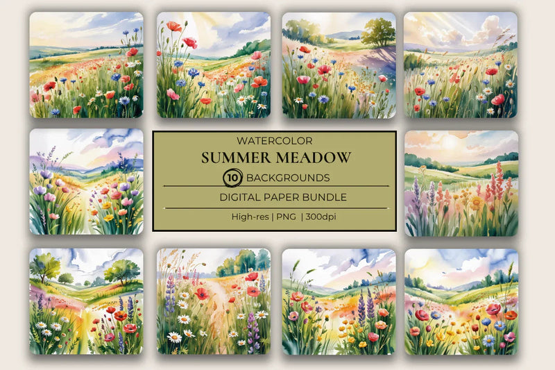 Summer Meadows Background Papers - CraftNest - Digital Crafting and Art