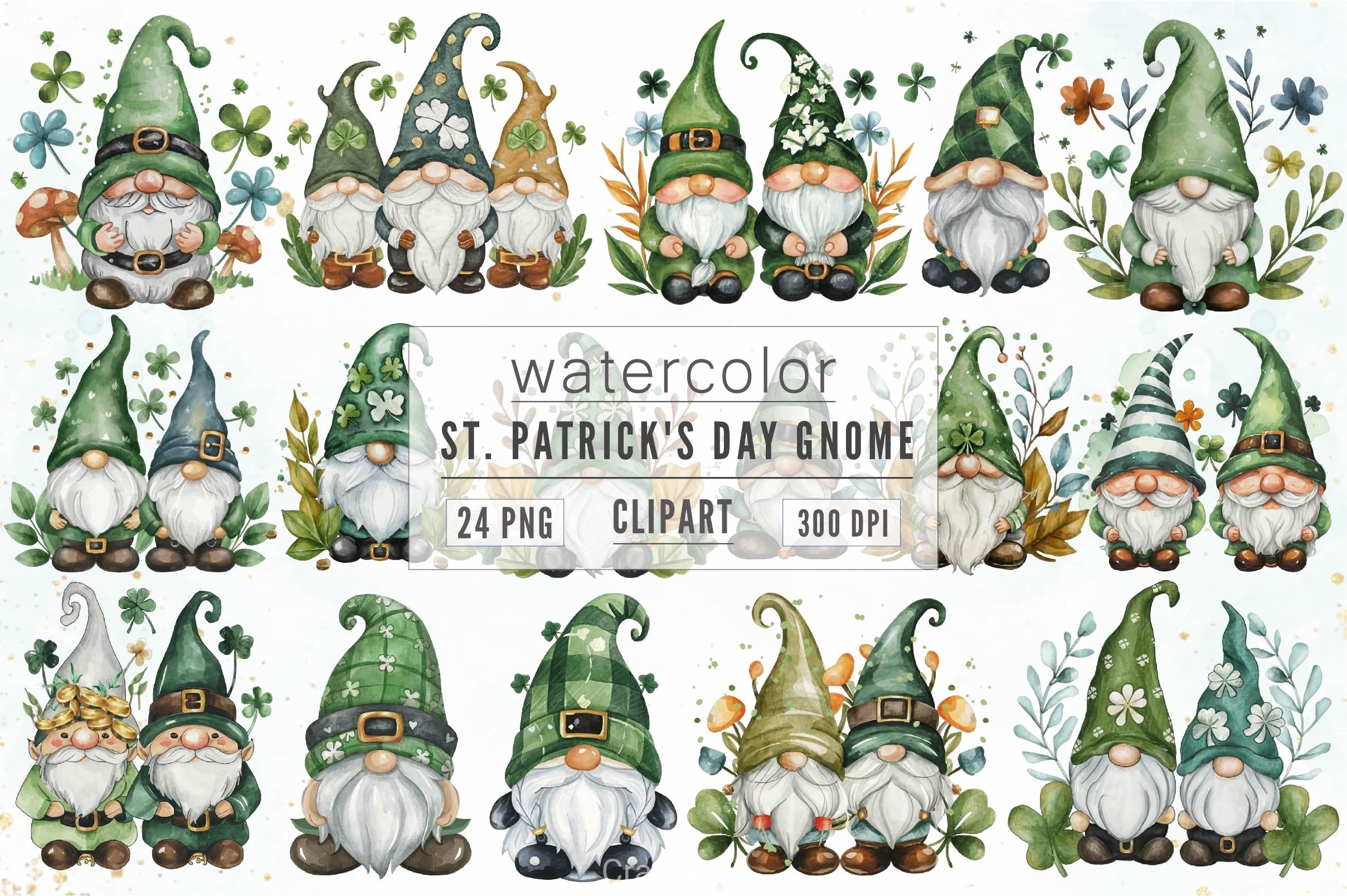 St Patrick's Day Gnome Clipart Bundle 4