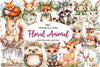 Sweet Woodland Floral Animal Creatures Clipart Bundle