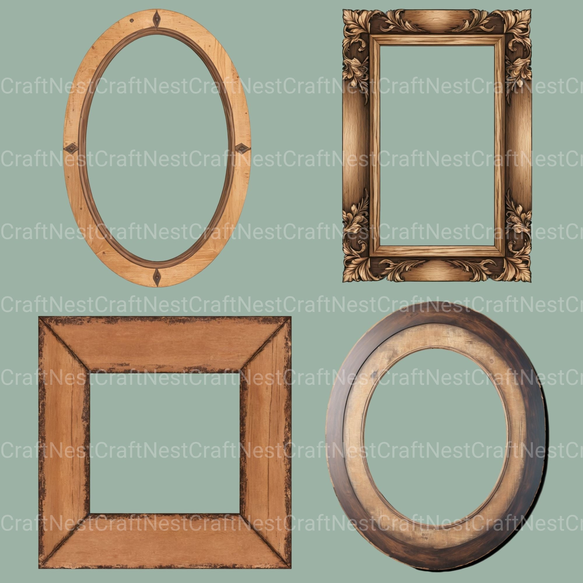 Wooden Frames Clipart Bundle