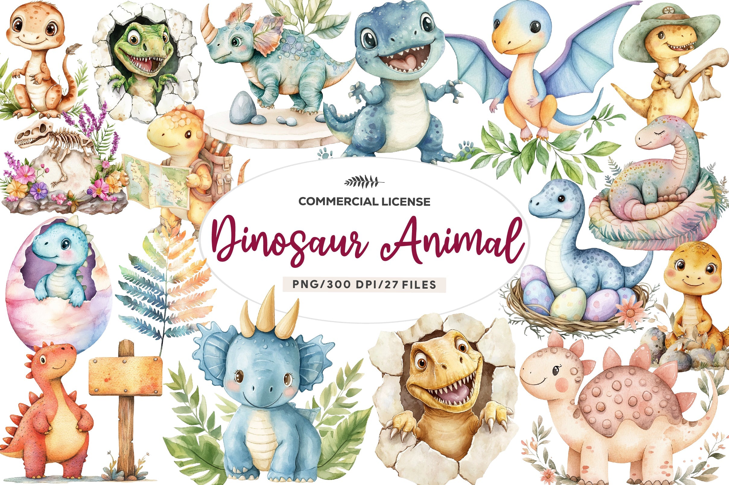 Paleontology Dinosaur Animal Clipart Bundle