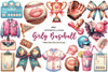 Retro Girly Baseball Clipart Bundle 1