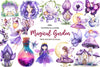 Magical Garden Purple Fairies Clipart Bundle 1