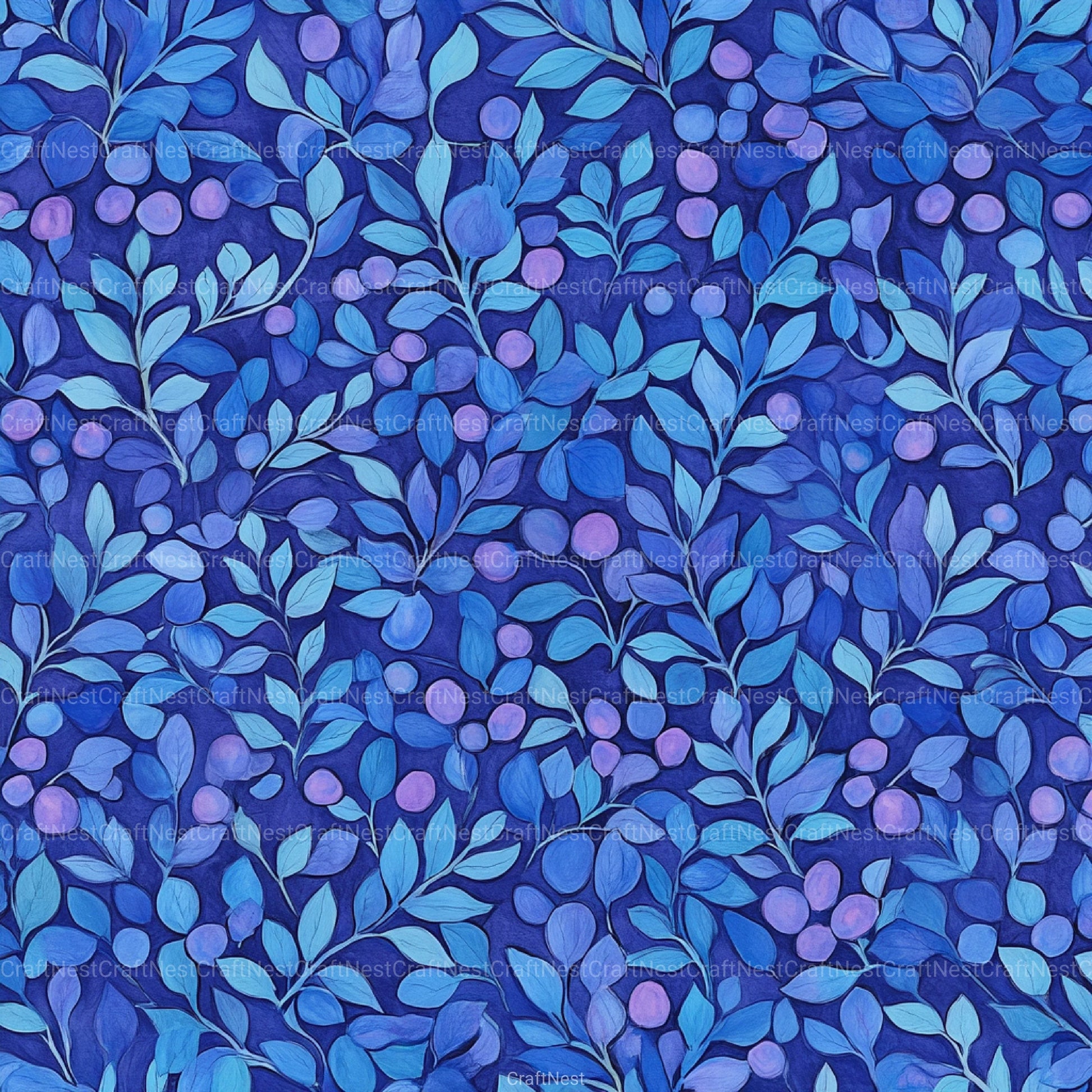 Blueberry Seamless Pattern Papers Digital - CraftNest - Digital Crafting and Art