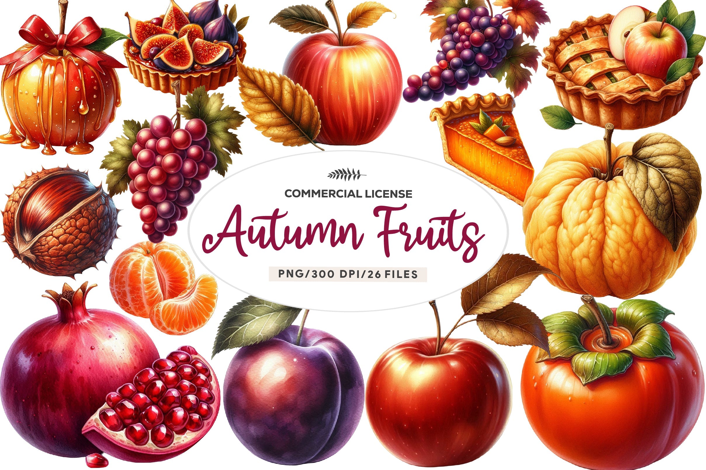 Autumn Fruits Clipart Bundle