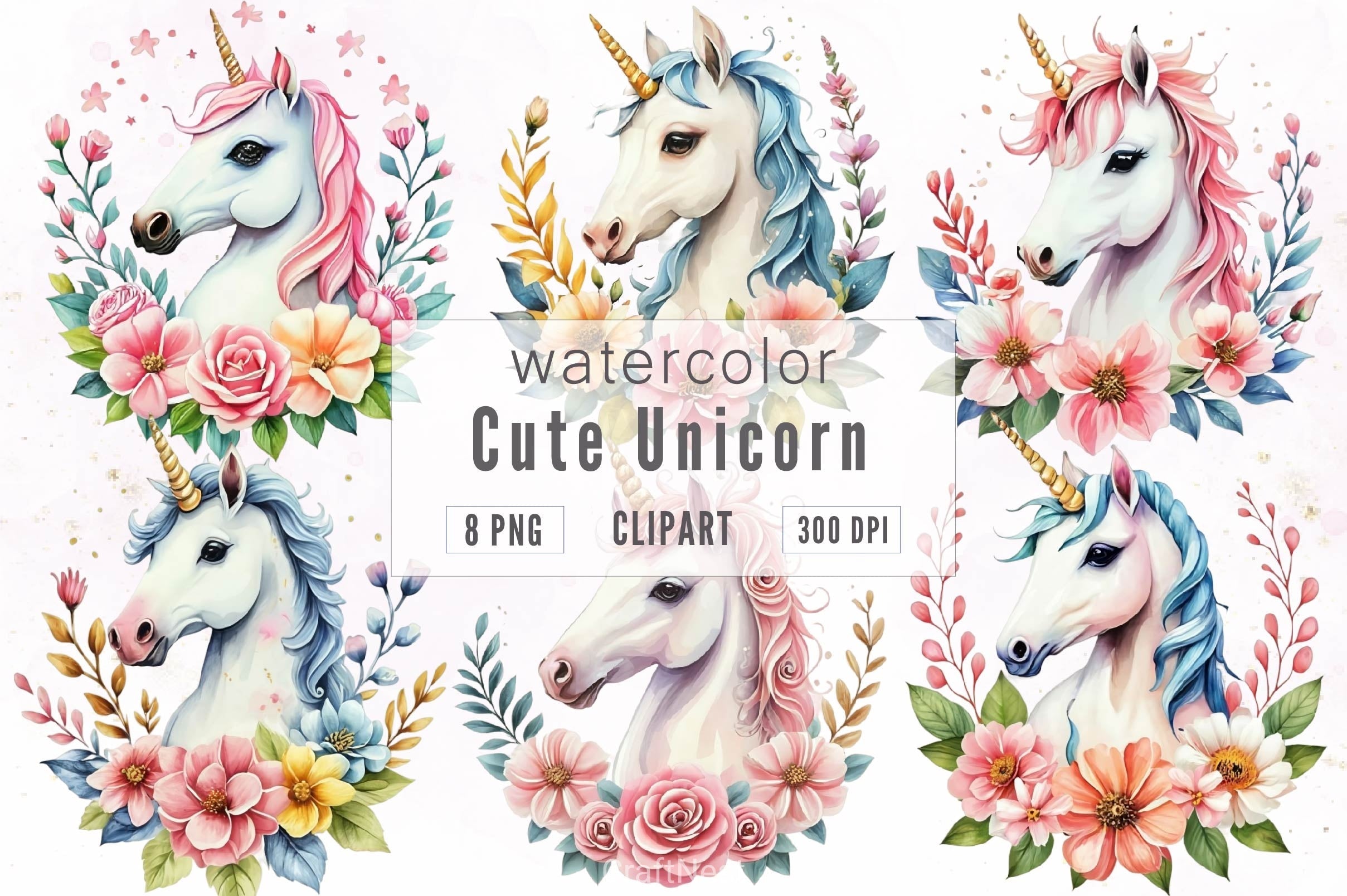 Cute Unicorn Clipart Bundle 12