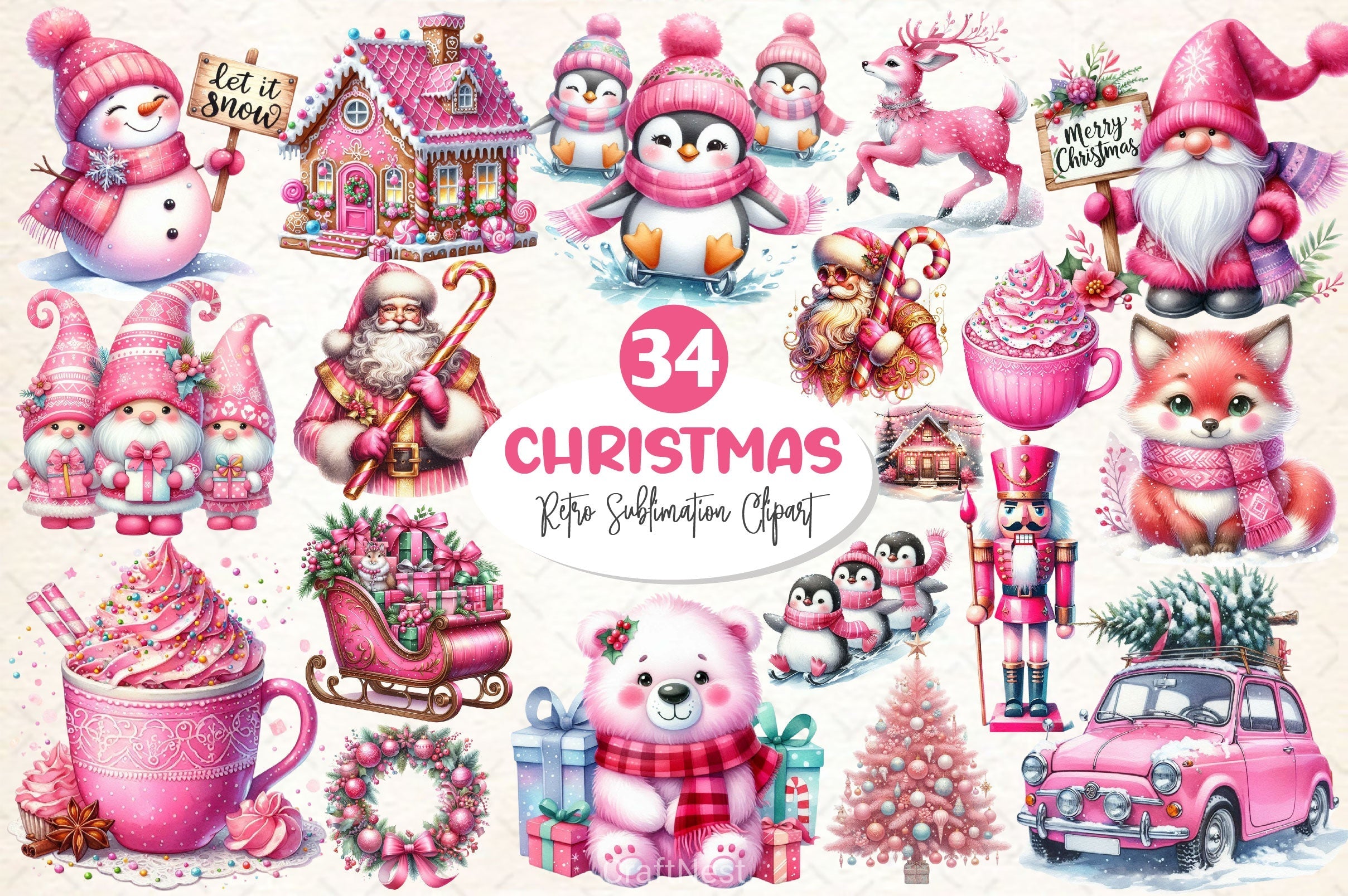 Retro Christmas Clipart Bundle 2