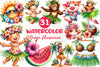 Cute Tropical Hula Dance Hawaiian Clipart Bundle