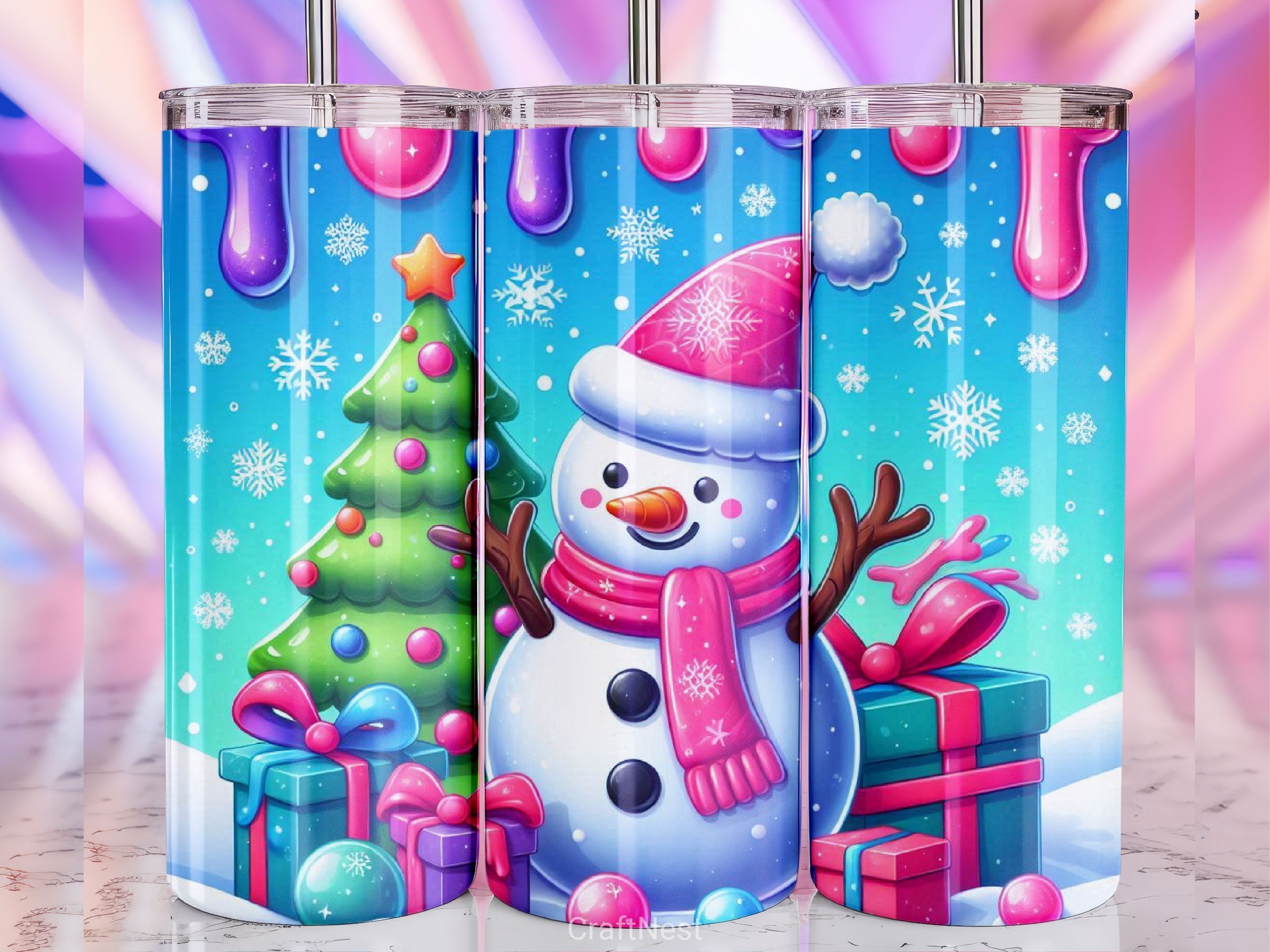 Cute Christmas Snowman Tumbler Wrap Bundle 10