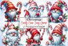 Christmas Candy Cane Gnome Clipart Bundle