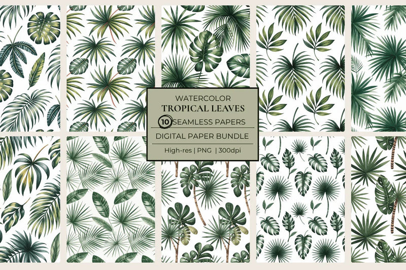 Tropical Leaves Seamless Papers - CraftNest - Digital Crafting and Art