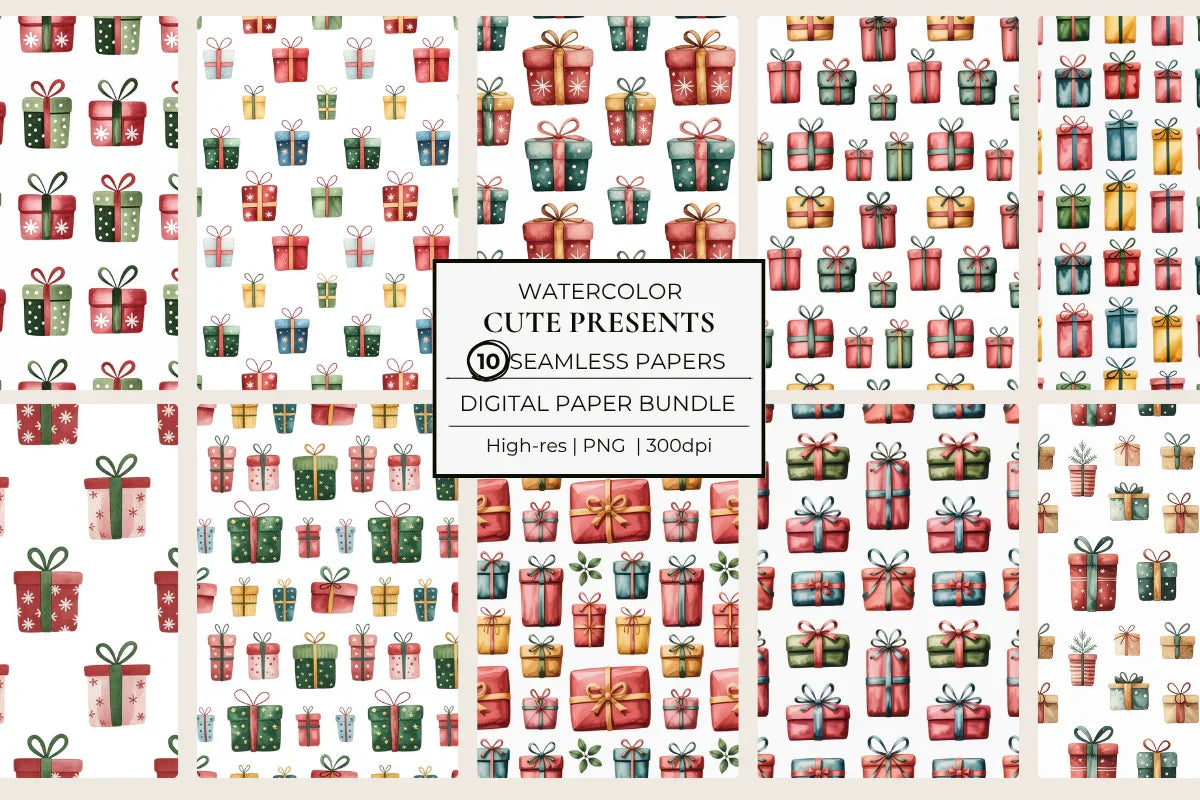 Christmas Presents Cute Seamless Papers - CraftNest - Digital Crafting and Art