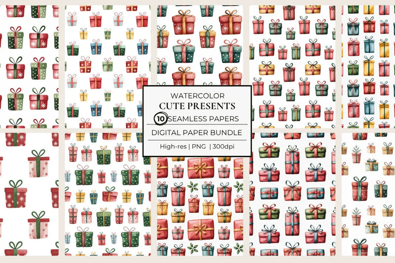 Christmas Presents Cute Seamless Papers - CraftNest - Digital Crafting and Art