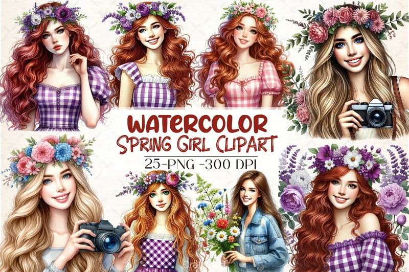 Spring Girl Clipart Bundle - CraftNest - Digital Crafting and Art