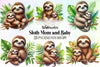 Sloth Mom & Baby Clipart Bundle