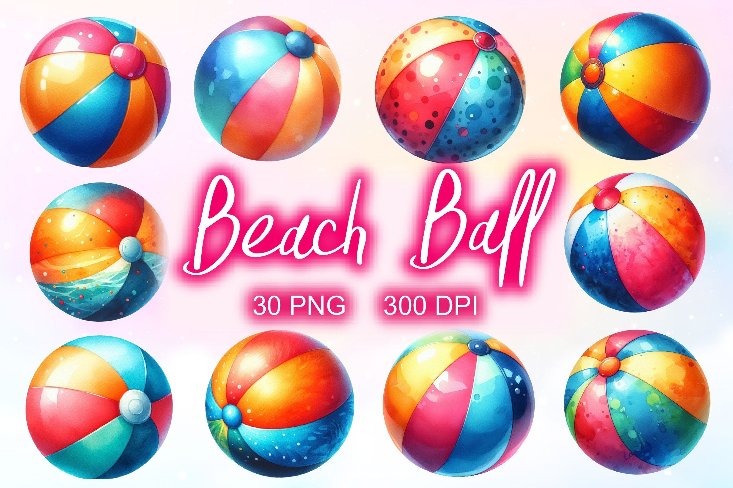 Beach Ball Clipart Bundle