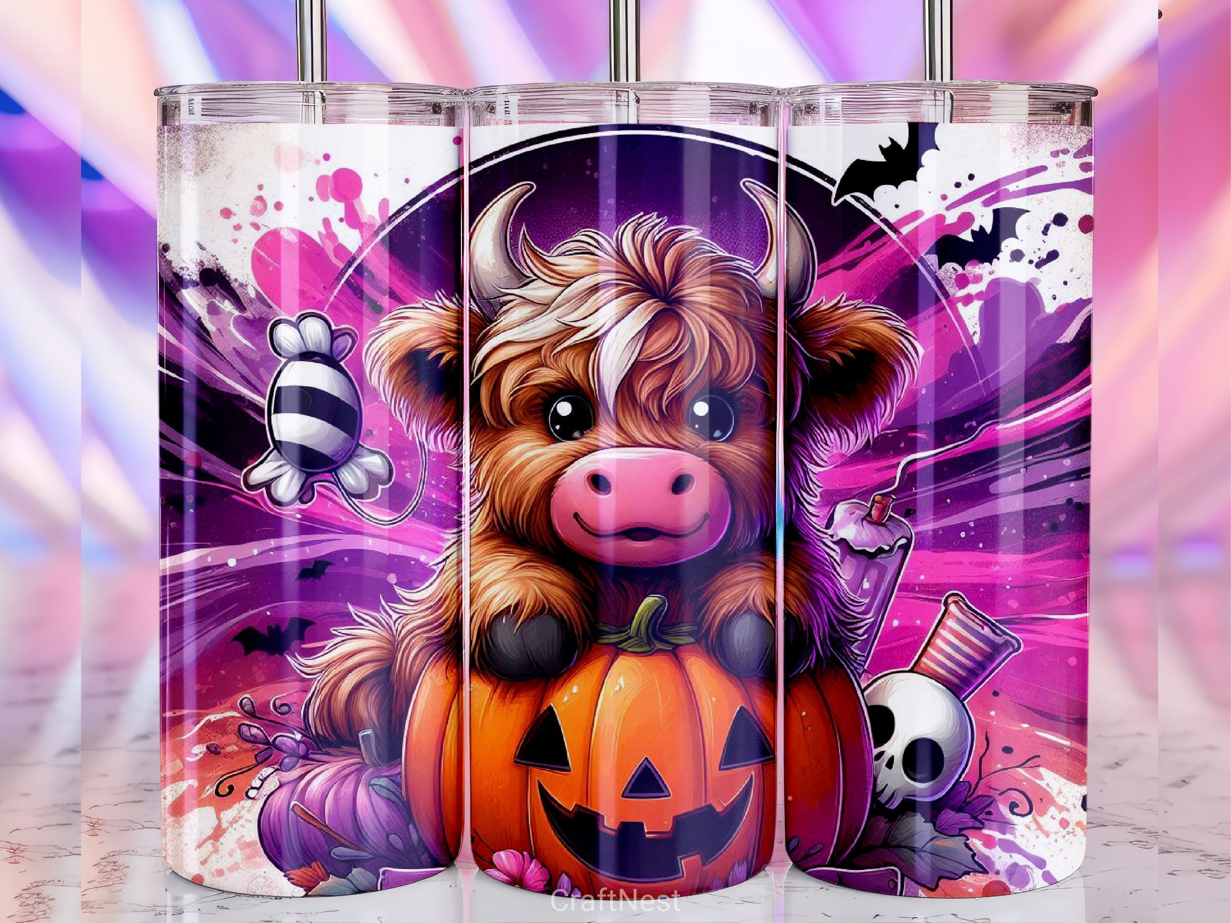 Halloween Highland Cow Tumbler Wrap Bundle 7