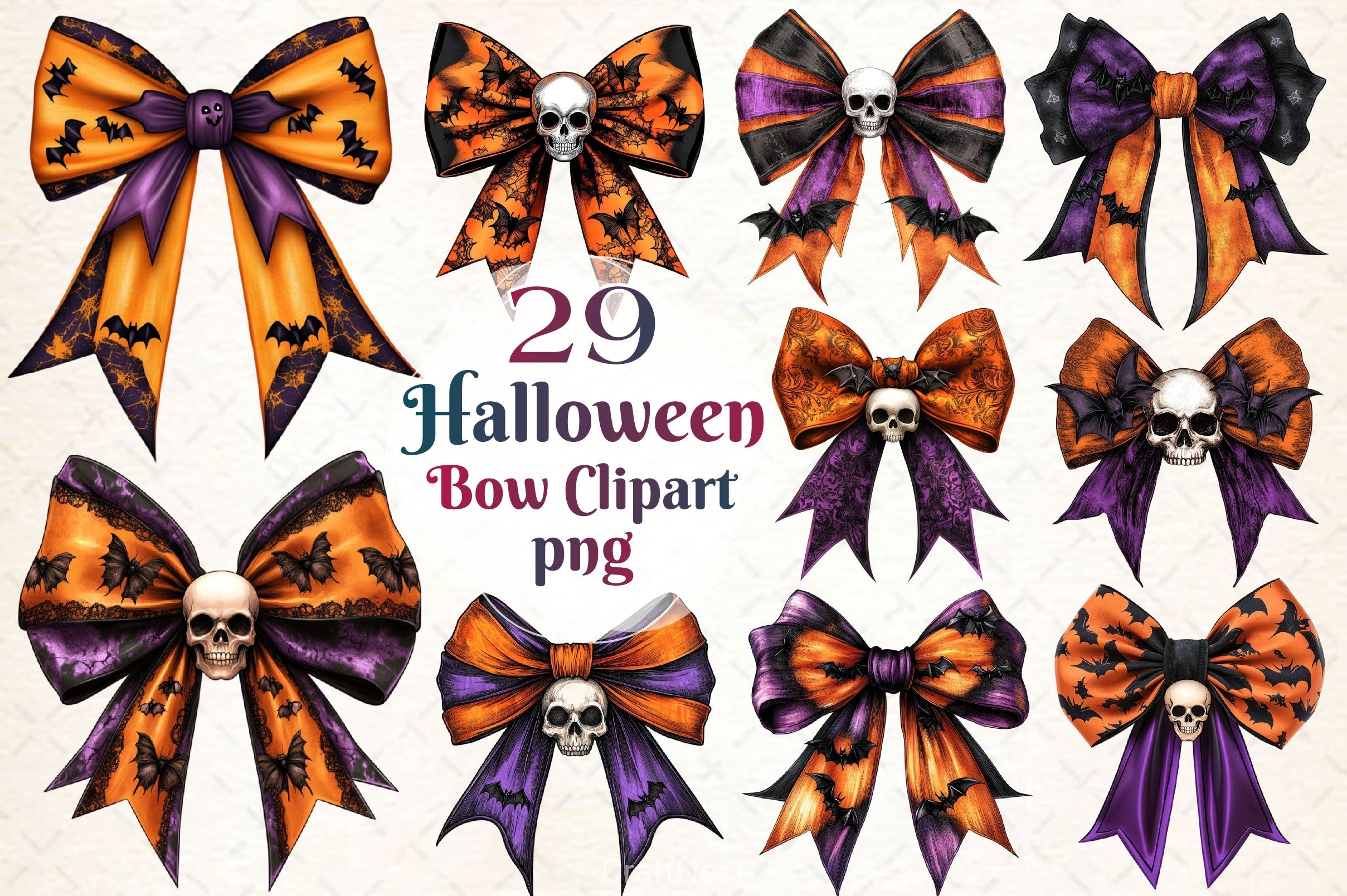 Halloween Bow Copy Clipart Bundle