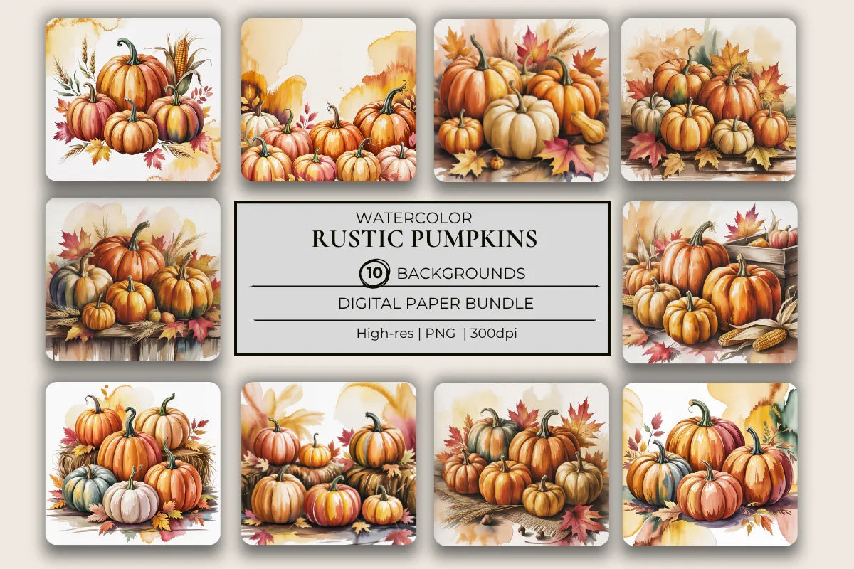 Rustic Pumpkins Background Papers - CraftNest - Digital Crafting and Art