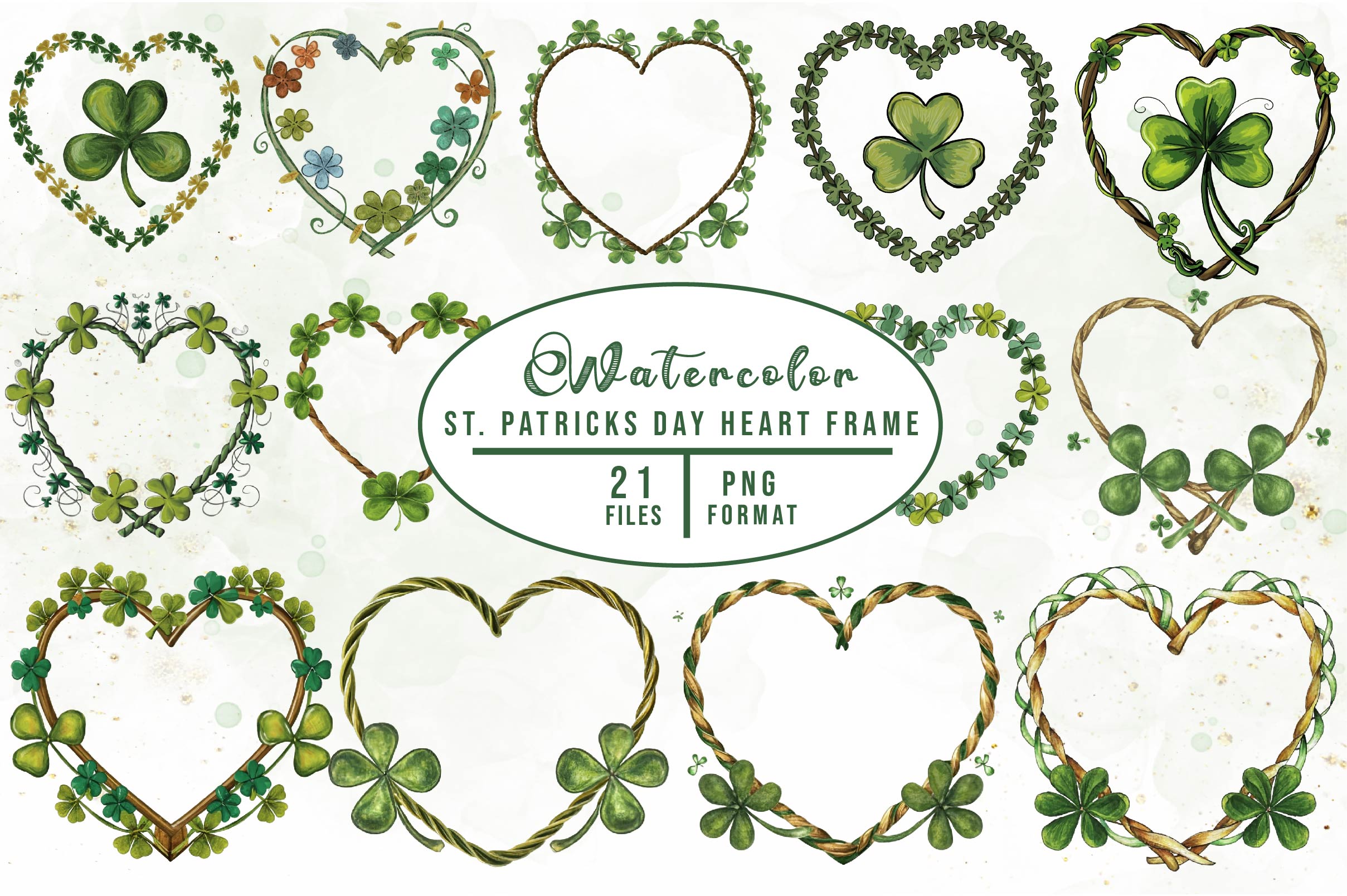 St Patricks Day Heart Frame Clipart Bundle