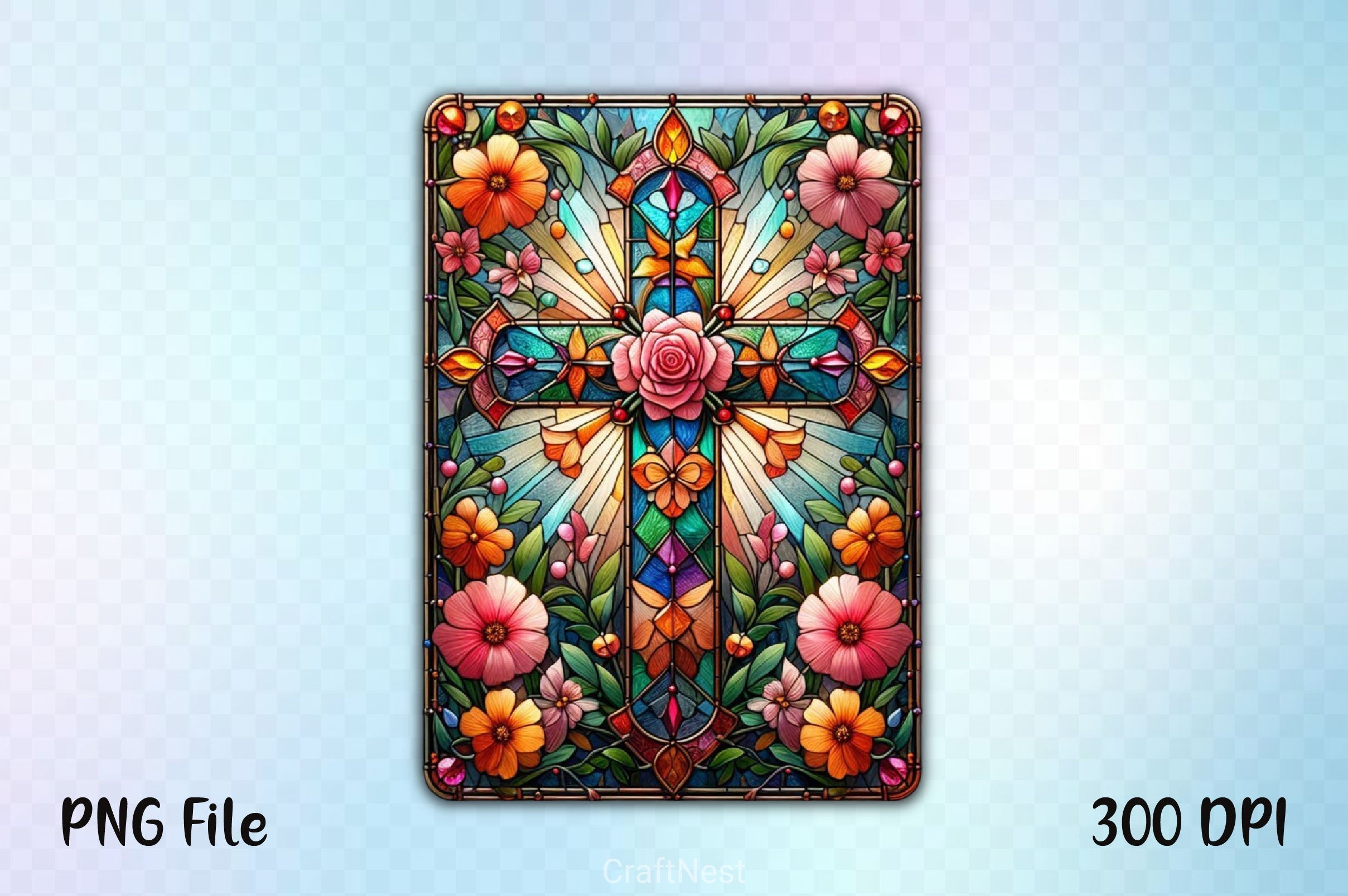Stained Glass Cross Tarot Card Clipart Bundle 18