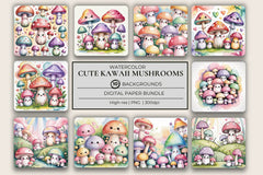 Kawaii Mushrooms Background Papers - CraftNest - Digital Crafting and Art