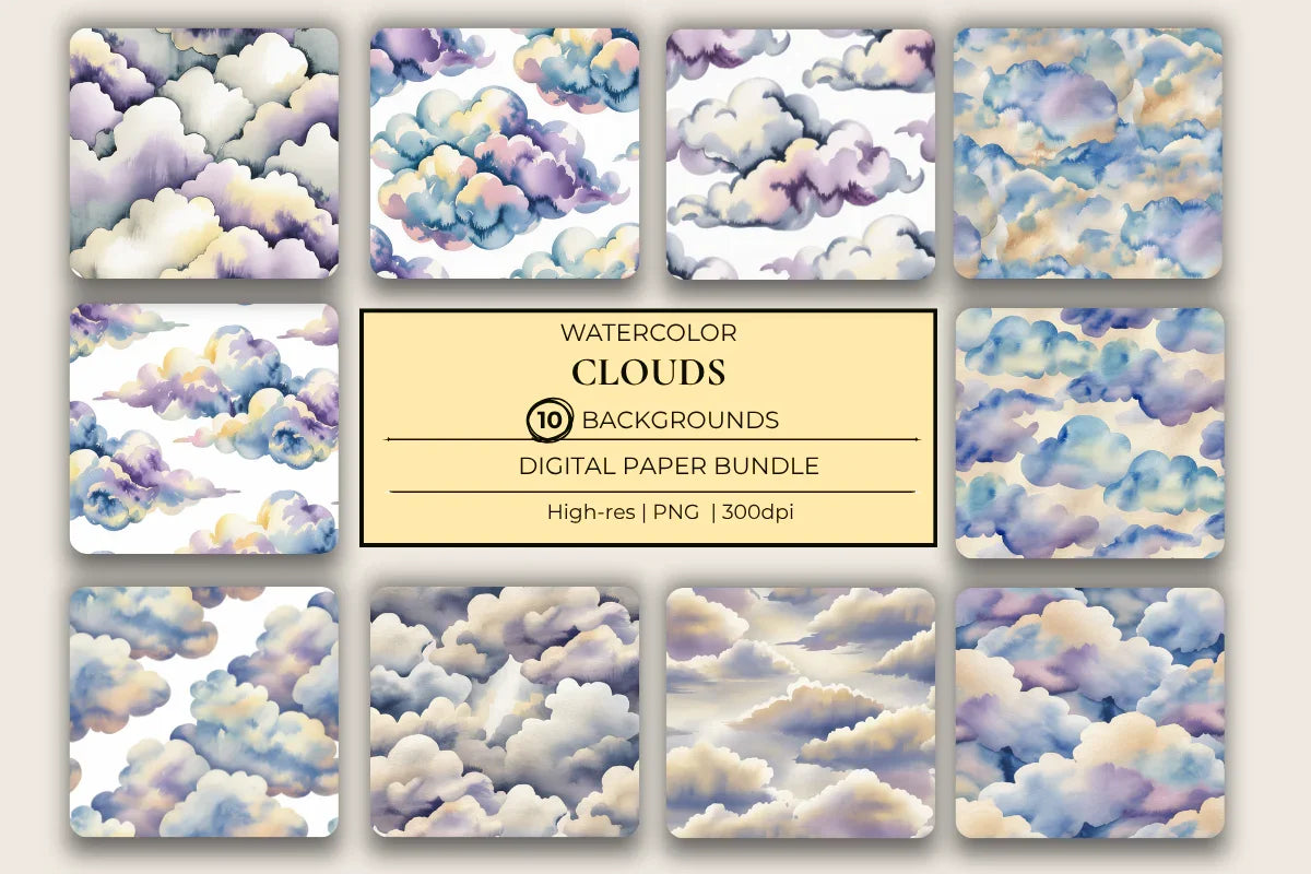 Clouds Background Papers - CraftNest - Digital Crafting and Art