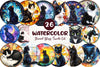 Round Stained Glass Tuxedo Cat Clipart Bundle
