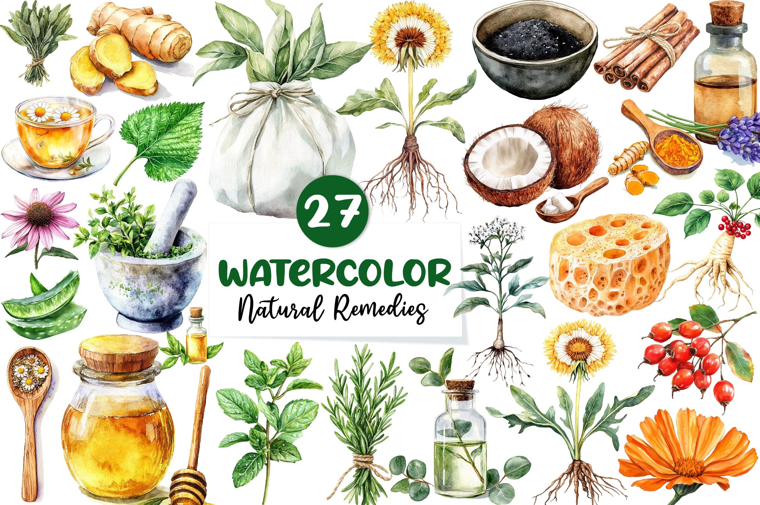 Natural Remedies Clipart Bundle