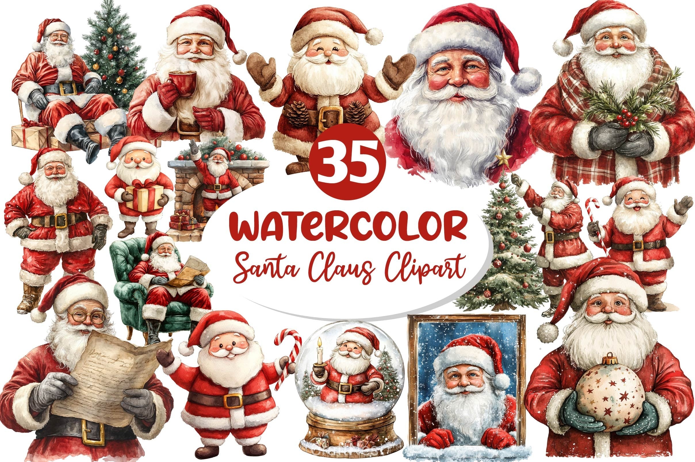 Vintage Santa Claus Clipart Bundle