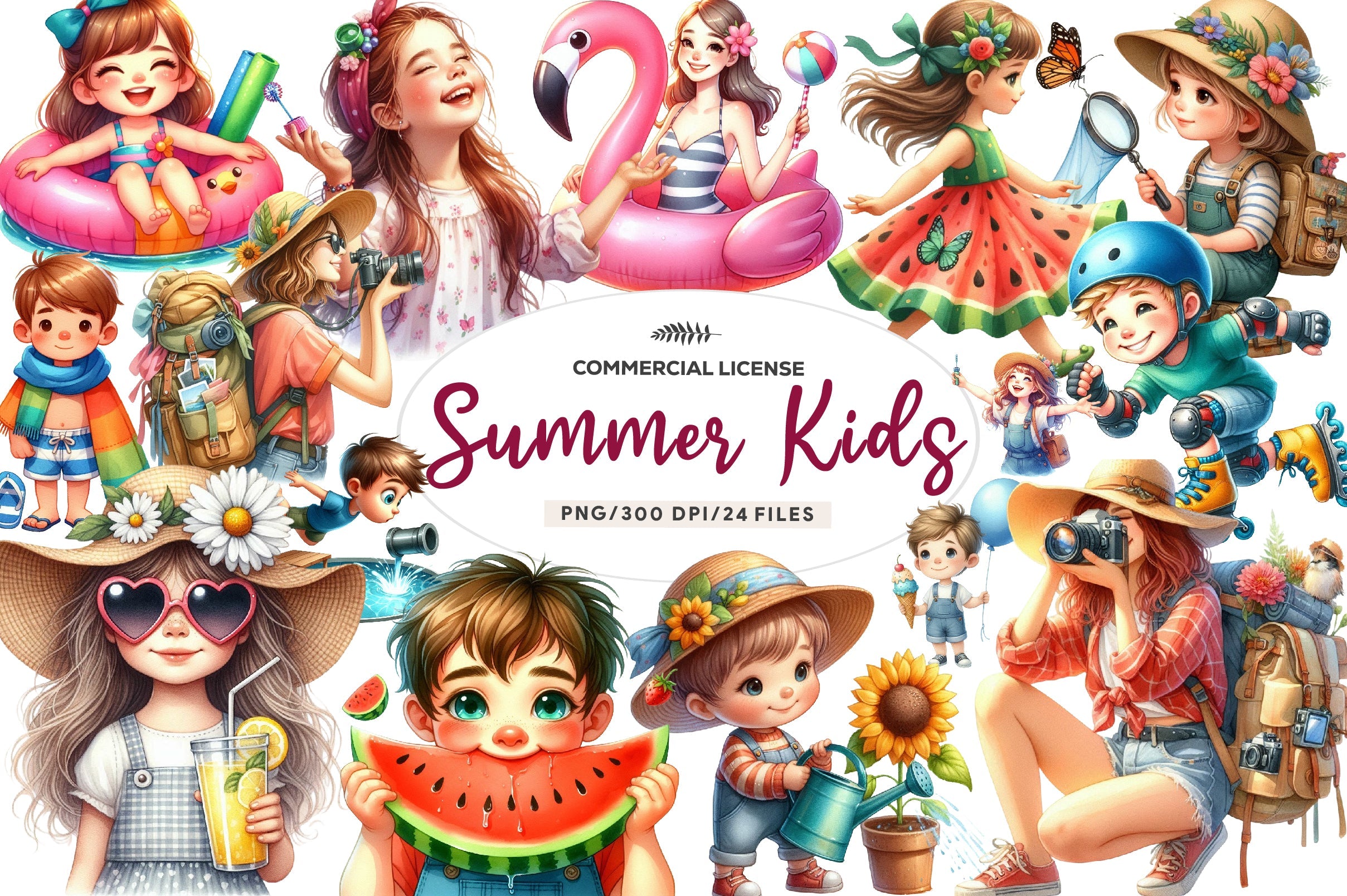 Summer Kids Clipart Bundle