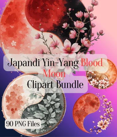 Japandi Yin Yang Blood Moon Clipart Bundle - CraftNest - Digital Crafting and Art