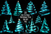 Blue Teal Ribbon Christmas Tree Clipart Bundle