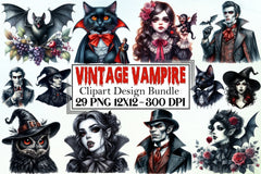 Vintage Vampire Clipart Bundle - CraftNest - Digital Crafting and Art