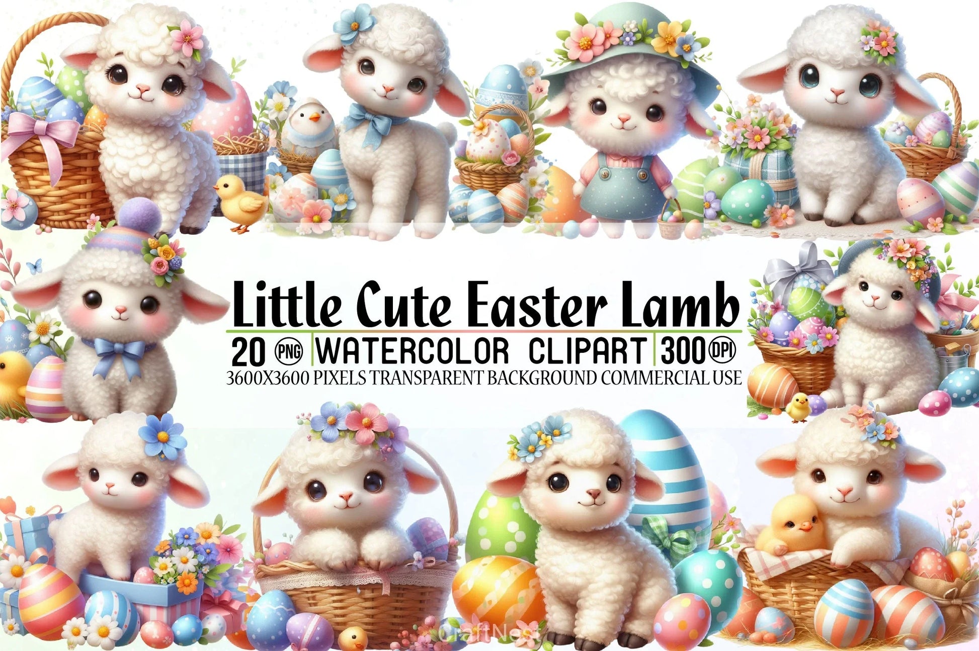 Cute Easter Lamb Clipart Bundle - CraftNest - Digital Crafting and Art