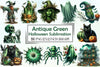 Antique Green Halloween Clipart Bundle