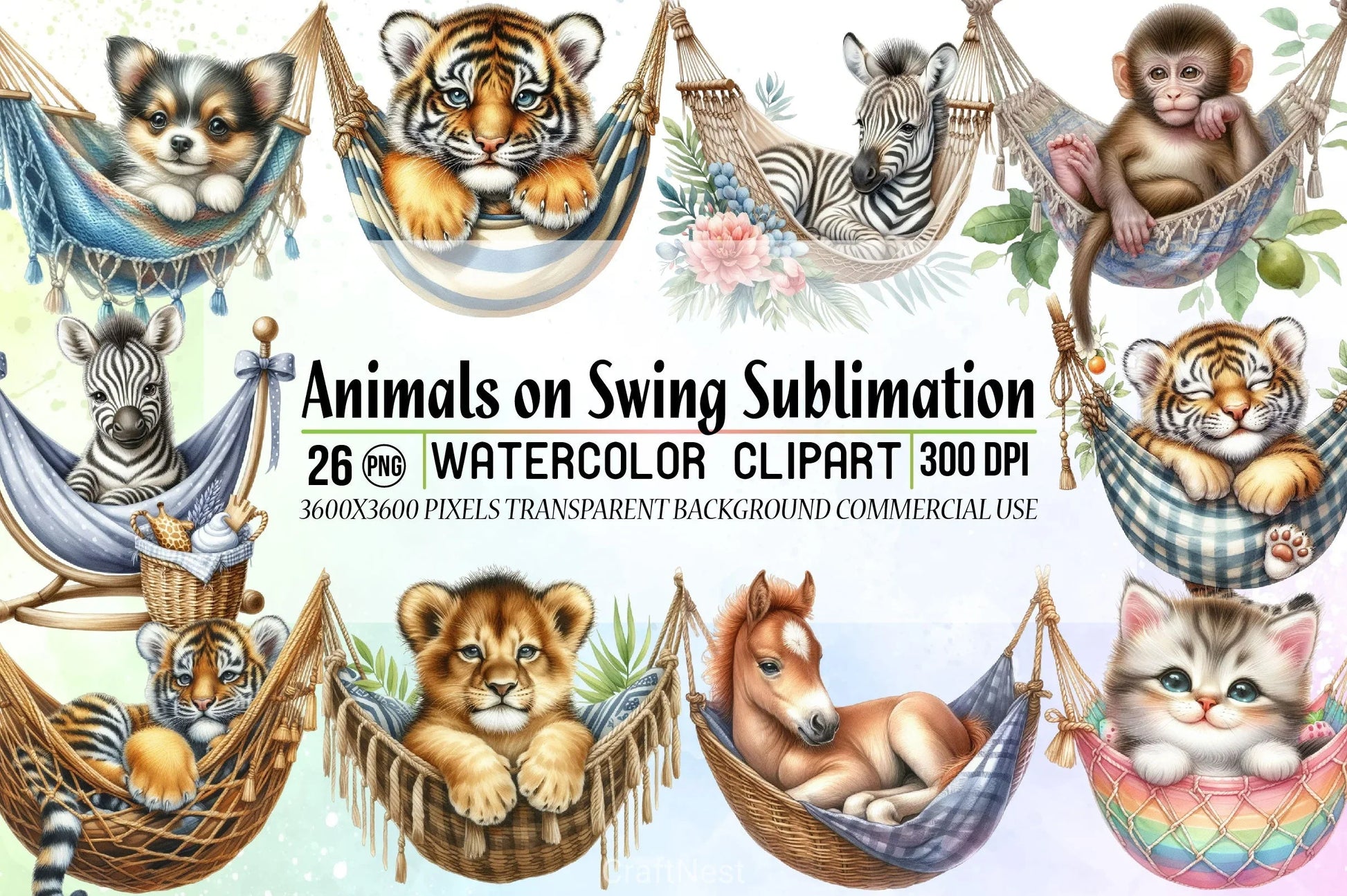 Animals Swing Clipart Bundle - CraftNest - Digital Crafting and Art