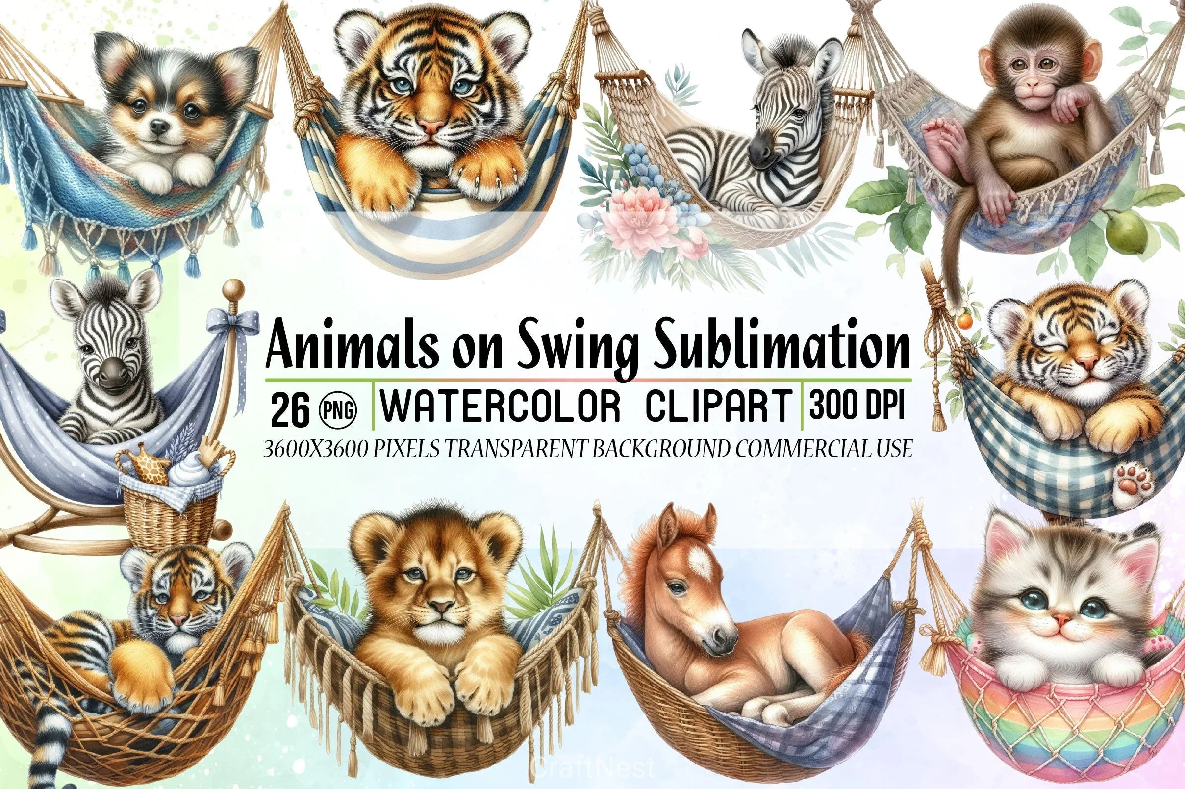 Animals Swing Clipart Bundle - CraftNest - Digital Crafting and Art
